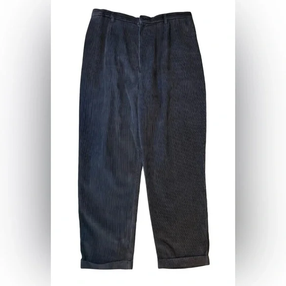 Lands End Wide Traditional Fit Black Corduroy Pants Womens 18 R Cuffed Hem 32x29 - Picture 2 of 8